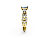 Yellow gold Three-Stone Fancy Blue Princess  Cut Diamond Twist Band with Prong Setting_36