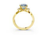 Yellow gold Three-Stone Fancy Blue Princess  Cut Diamond Twist Band with Prong Setting_37