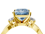 Yellow gold Three-Stone Fancy Blue Princess  Cut Diamond Twist Band with Prong Setting_38