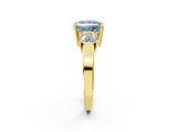 Yellow gold Three-Stone Fancy Blue Princess  Cut Solitaire Ring with Prong Setting_5