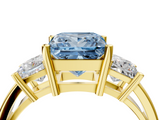 Yellow gold Three-Stone Fancy Blue Princess  Cut Solitaire Ring with Prong Setting_7