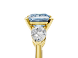 Yellow gold Three-Stone Fancy Blue Princess  Diamond Ring with Pear Side Stones in Four-Prong Setting_86