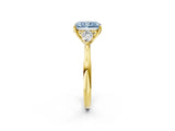 Yellow gold Three-Stone Fancy Blue Radiant Cut Brilliant Diamond Solitaire Ring with Tapered Band and Four-Prong Setting_8