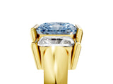 Yellow gold Three Stone Fancy Blue Radiant Cut Cut Channel Set Diamond Ring_5