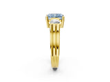 Yellow gold Three-Stone Fancy Blue Radiant Cut Cut Classic Band Prong Setting Ring_2