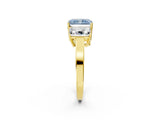 Yellow gold Three-Stone Fancy Blue Radiant Cut Cut Diamond Engagement Ring with Flat Band and Four-Prong Setting_14