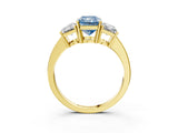 Yellow gold Three-Stone Fancy Blue Radiant Cut Cut Diamond Engagement Ring with Flat Band and Four-Prong Setting_15