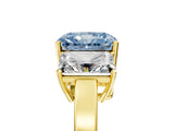 Yellow gold Three-Stone Fancy Blue Radiant Cut Cut Diamond Engagement Ring with Flat Band and Four-Prong Setting_17