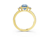 Yellow gold Three-Stone Fancy Blue Radiant Cut Cut Diamond Pavé Band with Prong Setting_18