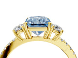 Yellow gold Three-Stone Fancy Blue Radiant Cut Cut Diamond Pavé Band with Prong Setting_19
