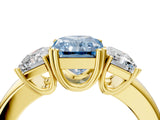 Yellow gold Three-Stone Fancy Blue Radiant Cut Cut Diamond Ring with Channel Set Band and Four-Prong Setting_28