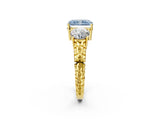 Yellow gold Three-Stone Fancy Blue Radiant Cut Cut Diamond Ring with Channel-Set Band and Prong Setting_2