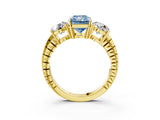 Yellow gold Three-Stone Fancy Blue Radiant Cut Cut Diamond Ring with Channel-Set Band and Prong Setting_3