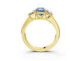 Yellow gold Three-Stone Fancy Blue Radiant Cut Cut Diamond Ring with Prong Setting and Classic Band_3