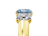 Yellow gold Three-Stone Fancy Blue Radiant Cut Cut Diamond Ring with Prong Setting and Classic Band_5