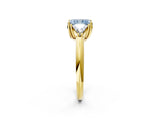 Yellow gold Three-Stone Fancy Blue Radiant Cut Cut Diamond Ring with Trillion Side Stones and Four-Prong Setting_5