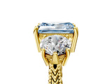 Yellow gold Three-Stone Fancy Blue Radiant Cut Cut Milgrain Band Prong Setting Ring_11