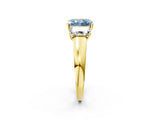 Yellow gold Three-Stone Fancy Blue Radiant Cut Cut Solitaire Ring with Classic Prong Setting_2