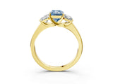 Yellow gold Three-Stone Fancy Blue Radiant Cut Cut Solitaire Ring with Classic Prong Setting_3