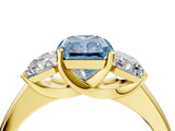 Yellow gold Three-Stone Fancy Blue Radiant Cut Cut Solitaire Ring with Classic Prong Setting_4