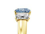 Yellow gold Three-Stone Fancy Blue Radiant Cut Cut Solitaire Ring with Classic Prong Setting_5