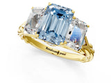Yellow gold Three-Stone Fancy Blue Radiant Cut Diamond Braided Band Ring with Four-Prong Setting_103