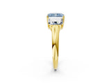 Yellow gold Three-Stone Fancy Blue Radiant Cut Diamond Engagement Ring with Prong Setting_5