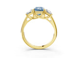 Yellow gold Three-Stone Fancy Blue Radiant Cut Diamond Engagement Ring with Prong Setting_6