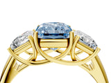 Yellow gold Three-Stone Fancy Blue Radiant Cut Diamond Engagement Ring with Prong Setting_7
