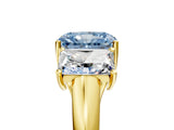 Yellow gold Three-Stone Fancy Blue Radiant Cut Diamond Engagement Ring with Prong Setting_8