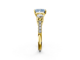 Yellow gold Three-Stone Fancy Blue Radiant  Cut Diamond Pavé Band with Four-Prong Setting_30