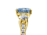 Yellow gold Three-Stone Fancy Blue Radiant  Cut Diamond Pavé Band with Four-Prong Setting_33