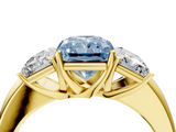 Yellow gold Three-Stone Fancy Blue Radiant  Cut Diamond Ring with Channel-Set Band and Four-Prong Setting_53
