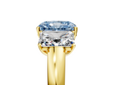 Yellow gold Three-Stone Fancy Blue Radiant  Cut Diamond Ring with Channel-Set Band and Four-Prong Setting_54