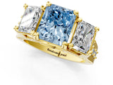 Yellow gold Three-Stone Fancy Blue Radiant  Cut Diamond Ring with Channel-Set Band and Four-Prong Setting_67