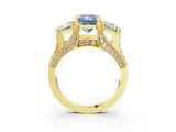 Yellow gold Three-Stone Fancy Blue Radiant  Cut Diamond Ring with Channel-Set Band and Four-Prong Setting_69