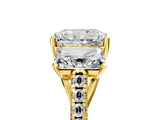 Yellow gold Three-Stone Fancy Blue Radiant Cut Diamond Ring with Pavé Band and Prong Setting_79