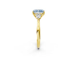 Yellow gold Three-Stone Fancy Blue Radiant Cut Diamond Ring with Pear  Side Stones in Four-Prong Setting_38