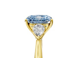 Yellow gold Three-Stone Fancy Blue Radiant Cut Diamond Ring with Pear  Side Stones in Four-Prong Setting_41