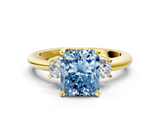 Yellow gold Three-Stone Fancy Blue Radiant  Cut Diamond Solitaire with Prong Setting and Classic Band_28