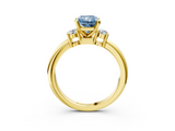 Yellow gold Three-Stone Fancy Blue Radiant  Cut Diamond Solitaire with Prong Setting and Classic Band_31