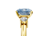Yellow gold Three-Stone Fancy Blue Radiant  Cut Diamond Solitaire with Prong Setting and Classic Band_33