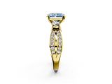 Yellow gold Three-Stone Fancy Blue Radiant  Cut Diamond Twist Band with Prong Setting_53