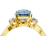 Yellow gold Three-Stone Fancy Blue Radiant  Cut Diamond Twist Band with Prong Setting_55