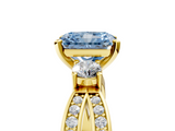 Yellow gold Three-Stone Fancy Blue Radiant  Cut Diamond Twist Band with Prong Setting_56