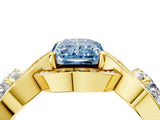Yellow gold Three-Stone Fancy Blue Radiant Cut Diamond Wave Pave Band with Prong Setting_22