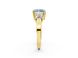 Yellow gold Three-Stone Fancy Blue Radiant  Cut Solitaire Ring with Prong Setting_5