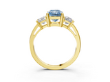 Yellow gold Three-Stone Fancy Blue Radiant  Cut Solitaire Ring with Prong Setting_6