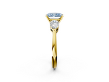 Yellow gold Three-Stone Fancy Blue Radiant  Diamond Ring with Pear Side Stones in Four-Prong Setting_87