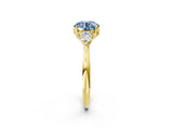Yellow gold Three-Stone Fancy Blue Round Cut Brilliant Diamond Solitaire Ring with Tapered Band and Four-Prong Setting_8
